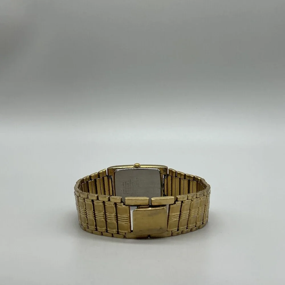 Vintage Citizen Mens Watch 25mm Black Dial Gold Tone 1022-H14231 New Battery 8